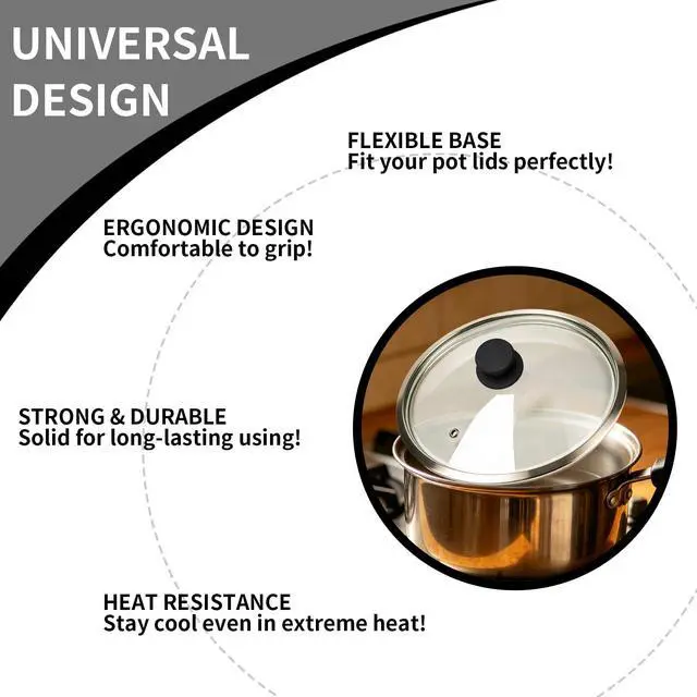 Alt view image 4 of 7 - 2 Pcs Universal Pot Lid Replacement Knobs, Silicone Pan Lid Holding Handles with Screws, Fits Most Glass, Stainless Steel & Ceramic Lids