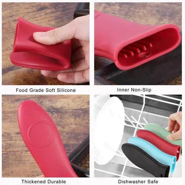 Alt view image 3 of 7 - Silicone Hot Handle Holder - Potholder for Cast Iron Skillets & Frying Pans - Heat Resistant Sleeve Grip Handle Cover, Red, Black, Blue, Green