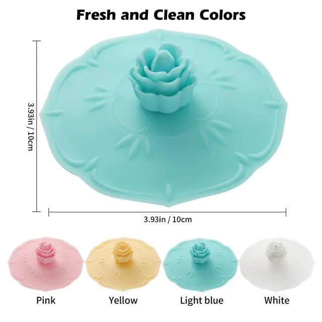 Alt view image 2 of 7 - Rose Silicone Cup Covers (Set of 4), Multicolored Silicone Lids