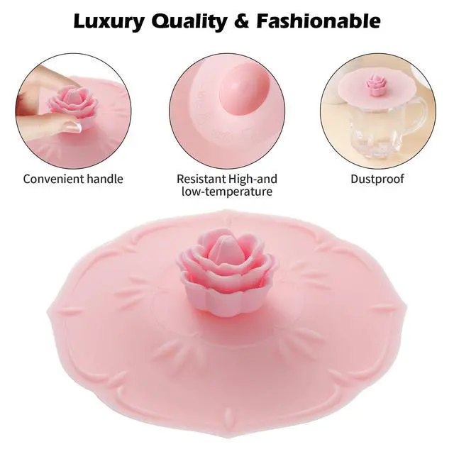Alt view image 4 of 7 - Rose Silicone Cup Covers (Set of 4), Multicolored Silicone Lids