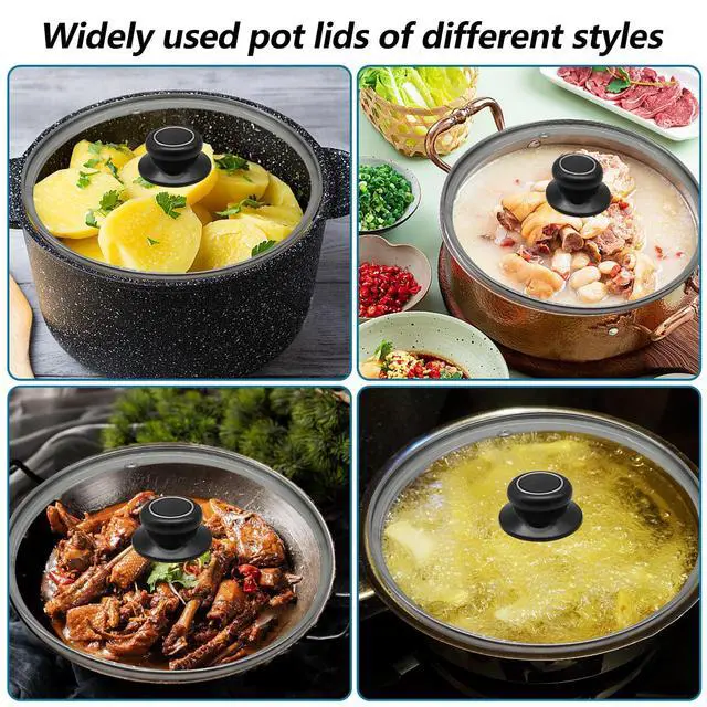 Alt view image 7 of 7 - PCS Pot Lid Top Replacement Knob Universal Pot Lid Knob Handle, Heat Resistant and Prevent Static Electricity, Universal Pot Lid Knob Top Replacement Pan Easy Installation