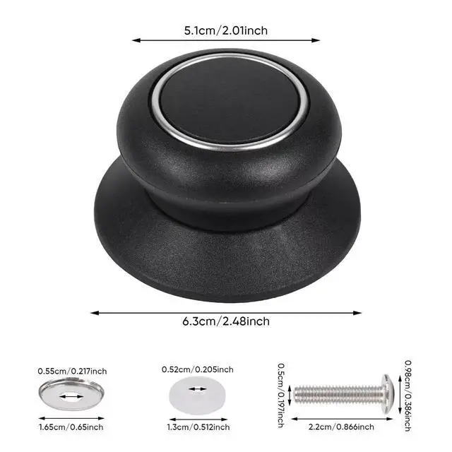 Alt view image 2 of 7 - Pot Lid Knob Easy Lnstallation Sturdy Cover Knobs Universal Pot Lid Handle Pot Kitchen Replacement Cookware Lidreplacement Pot Cover Heat Resistant and Prevent Static Replacement Knob
