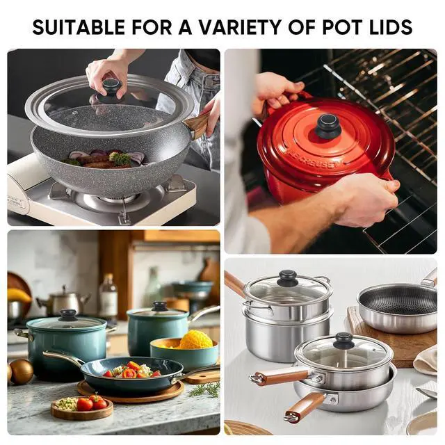 Alt view image 5 of 7 - Pot Lid Knob Easy Lnstallation Sturdy Cover Knobs Universal Pot Lid Handle Pot Kitchen Replacement Cookware Lidreplacement Pot Cover Heat Resistant and Prevent Static Replacement Knob