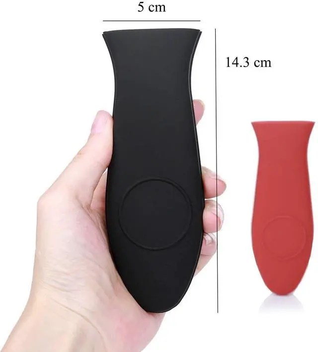 Alt view image 2 of 7 - Packs Silicone Hot Handle Holder Kitchen Heat Resistant Fry Pan Milk Pot Sleeve Grip Handle Cover Potholder for Cast Iron Skillets Griddles Metal & Aluminum Cookware Black & Red
