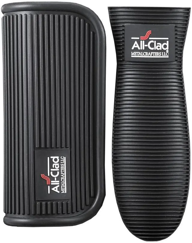 Main image of Silicone Grip Set: 100% Silicone Flexible & Heat Resistant Ribbed Grip Set - Perfect for Cast Iron, Steel, or Glass, (2-Piece), Black/Grey