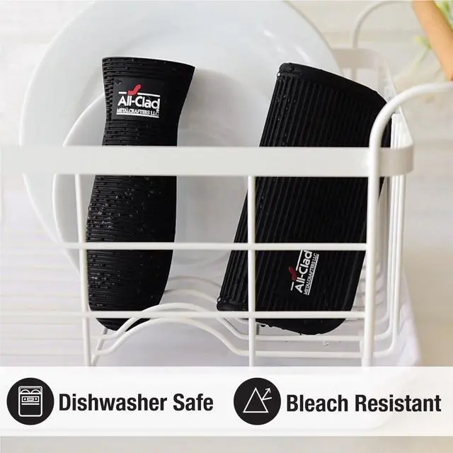 Alt view image 5 of 6 - Silicone Grip Set: 100% Silicone Flexible & Heat Resistant Ribbed Grip Set - Perfect for Cast Iron, Steel, or Glass, (2-Piece), Black/Grey