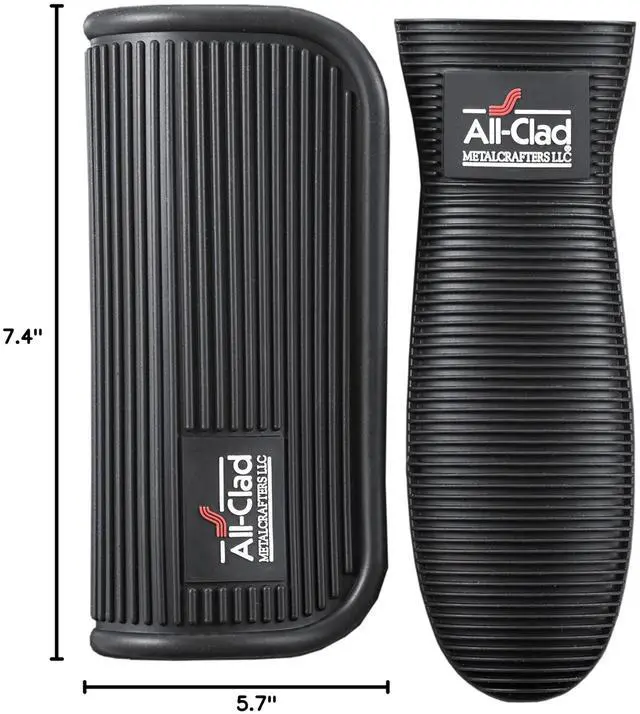 Alt view image 6 of 6 - Silicone Grip Set: 100% Silicone Flexible & Heat Resistant Ribbed Grip Set - Perfect for Cast Iron, Steel, or Glass, (2-Piece), Black/Grey
