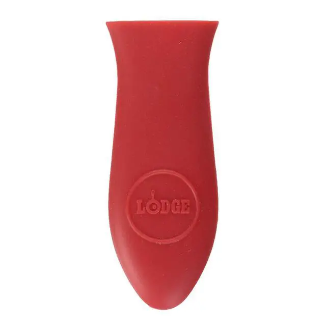Alt view image 3 of 3 - Silicone Mini Hot Handle Holder - Dishwasher Safe Mini Hot Handle Holder Designed for Lodge Cast Iron Skillets 8 Inches or Smaller w/Keyhole Handle - Reusable Heat Protection Up to 500° - Red