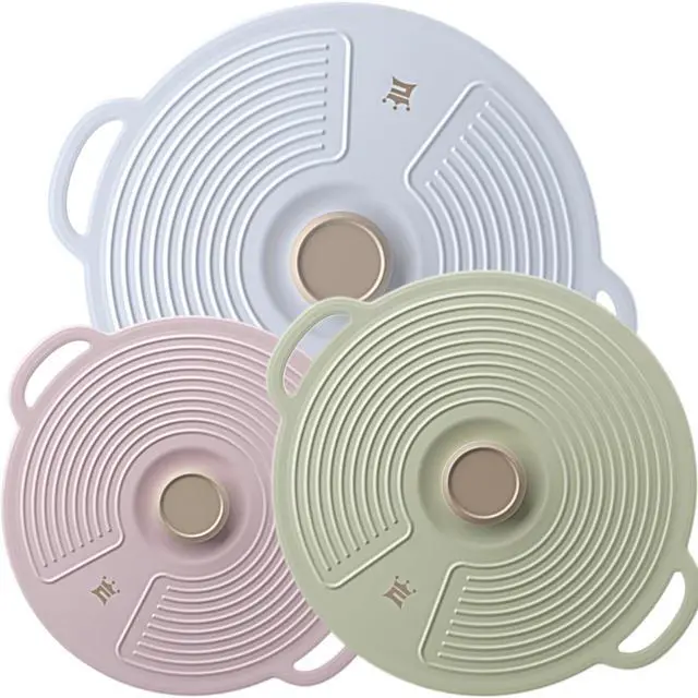 Main image of Silicone Lids for Bowl 3 Pack, Microwave Splatter Cover with 3 Sizes Reusable Heat Resistant Lids Fits Bowls, Plates, Pots, Pans, Skillets, Stove Top, Oven, Fridge Dishwasher Safe