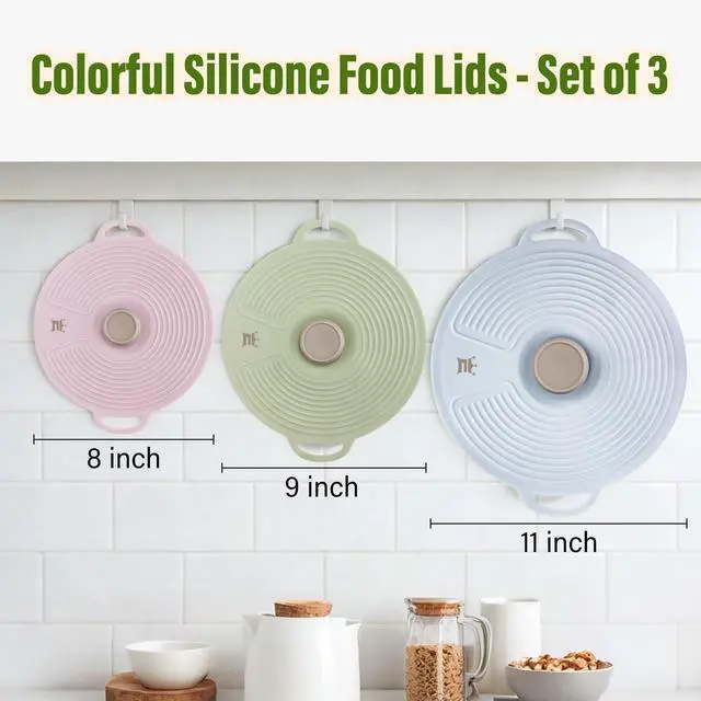 Alt view image 2 of 7 - Silicone Lids for Bowl 3 Pack, Microwave Splatter Cover with 3 Sizes Reusable Heat Resistant Lids Fits Bowls, Plates, Pots, Pans, Skillets, Stove Top, Oven, Fridge Dishwasher Safe