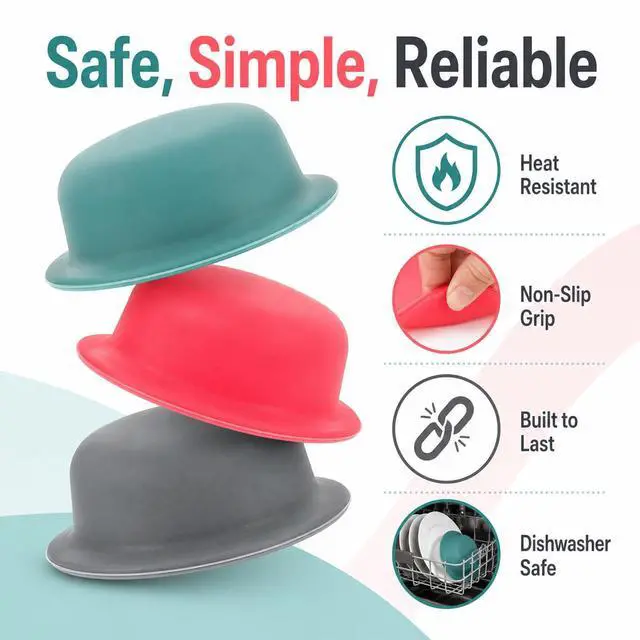 Alt view image 2 of 7 - 3Pcs Silicone Pot Lid Covers, Non-slip Cookware Lid Knobs, Pan Cover Handle Thicken Saucepan Lid Replacement Knob Silicone Universal Pot Lid Top Cover