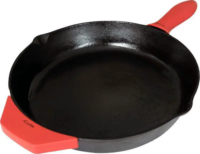 Alt view image 3 of 7 - Silicone Hot Handle Holder + Assist Holder, Potholder (2-Pack Mix Red) for Cast Iron Skillets, Pans, Frying Pans & Griddles, Metal and Aluminum Cookware Handles - Sleeve Grip, Handle Cover
