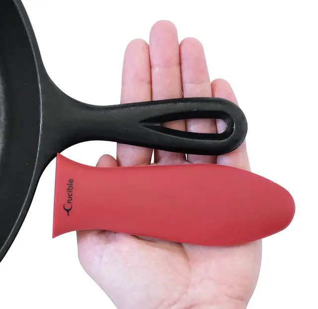 Alt view image 6 of 7 - Silicone Hot Handle Holder + Assist Holder, Potholder (2-Pack Mix Red) for Cast Iron Skillets, Pans, Frying Pans & Griddles, Metal and Aluminum Cookware Handles - Sleeve Grip, Handle Cover