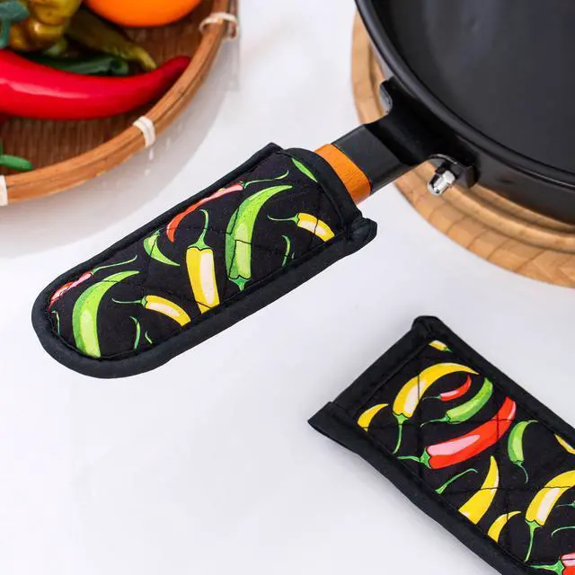 Alt view image 3 of 7 - Cast Iron Skillet Handle Covers,Pot Handle Covers Heat Resistant,Pot Holders for Kitchen Heat Resistant,Machine Washable Handle Mitts 2 PCS