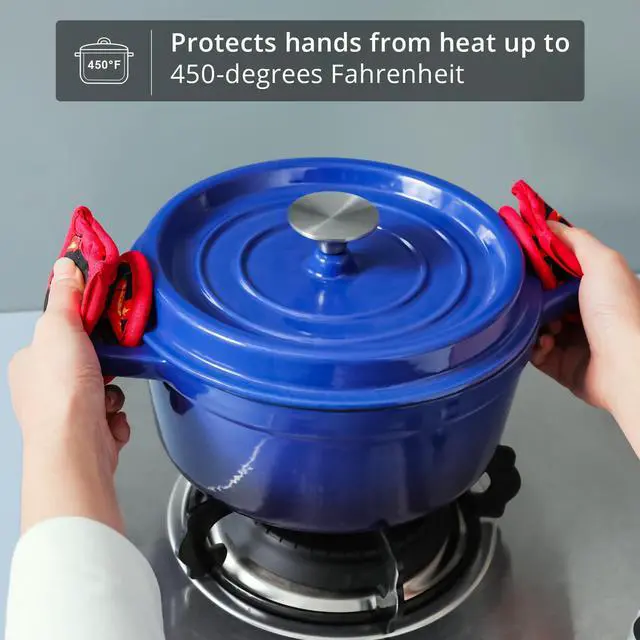 Alt view image 4 of 7 - Cast Iron Skillet Handle Covers,Pot Handle Covers Heat Resistant,Pot Holders for Kitchen Heat Resistant,Machine Washable Handle Mitts 2 PCS