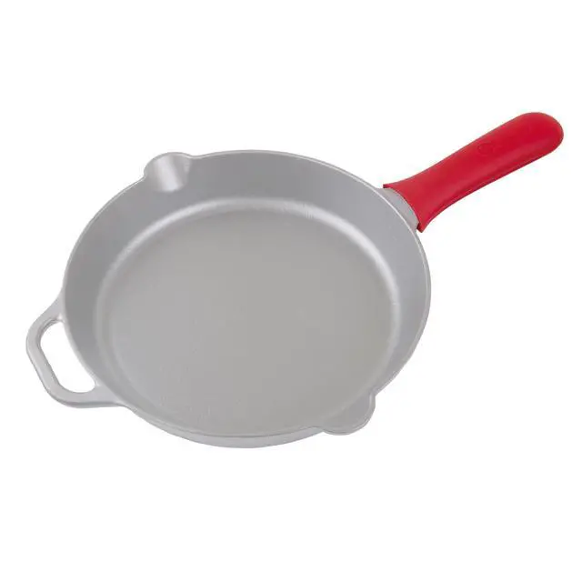 Alt view image 2 of 7 - Silicone Handle Cover, Custom-Made Handle Sleeve for 10 and 12 Inch Victoria Cast Iron Skillets, Large, Red