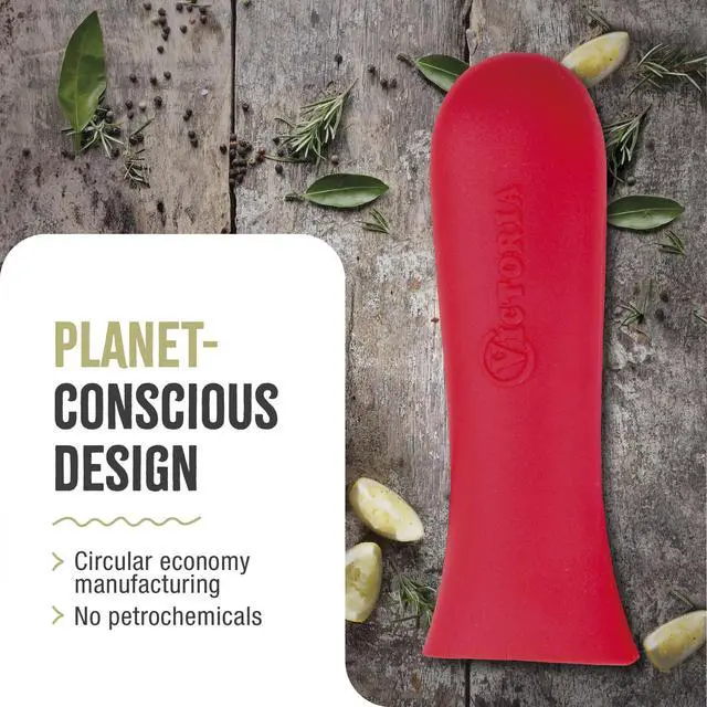 Alt view image 6 of 7 - Silicone Handle Cover, Custom-Made Handle Sleeve for 10 and 12 Inch Victoria Cast Iron Skillets, Large, Red