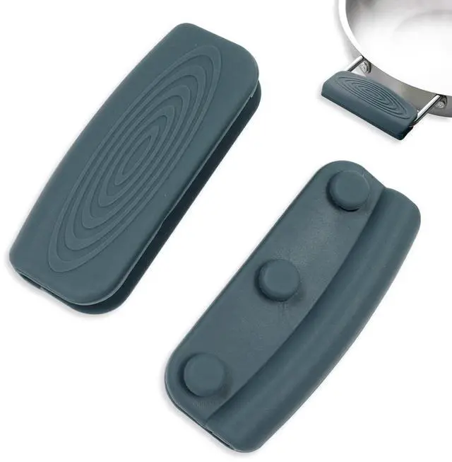 Main image of 2Pcs Silicone Pot Handle Covers with Buttons, Heat Resistant Cast Iron Pot Assist Handle Covers, Non Slip Silicone Pot Holders, Reusable Hot Pot Grip Handle Sleeves (Gray)