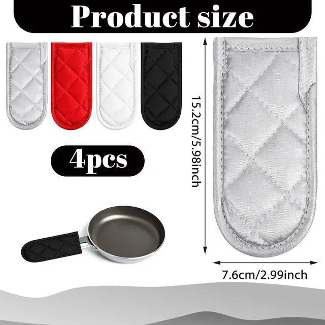 Alt view image 2 of 7 - 4PCS Cast Iron Skillet Handle Covers, Hot Handle Covers Non Slip Pot Holders Machine Washable Handles Mitts for Frying Pan Kitchen Baking Cooking