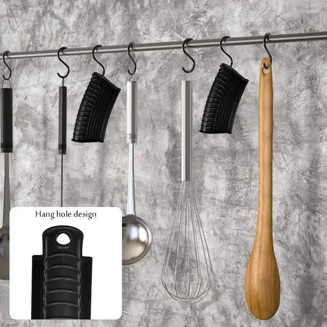 Alt view image 4 of 7 - Silicone Assist Handle Holder, Hot Skillet Handle Covers Pot Grip Handle Sleeve Cast Iron Skillets Non-Slip Heat Resistant Pan Grip Cover for Cast Iron Woks Frying Pans Griddles Skillets (Black)