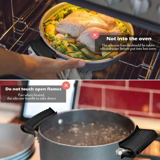 Alt view image 5 of 7 - Silicone Assist Handle Holder, Hot Skillet Handle Covers Pot Grip Handle Sleeve Cast Iron Skillets Non-Slip Heat Resistant Pan Grip Cover for Cast Iron Woks Frying Pans Griddles Skillets (Black)