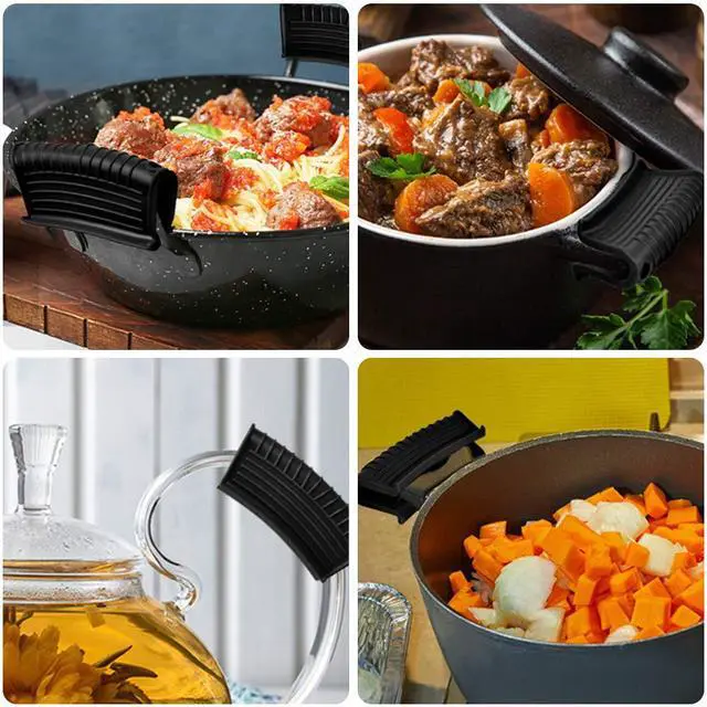 Alt view image 7 of 7 - Silicone Assist Handle Holder, Hot Skillet Handle Covers Pot Grip Handle Sleeve Cast Iron Skillets Non-Slip Heat Resistant Pan Grip Cover for Cast Iron Woks Frying Pans Griddles Skillets (Black)