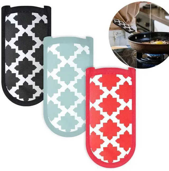 Main image of 3 Pieces Hot Pot Handle Holder Cover for Kitchen Heat Resistant Hot Handle Sleeve Holder Cast Iron Pan Skillet Handle Cover Potholders for Cooking and Baking (1.Classic Style)