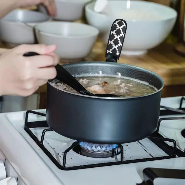 Alt view image 6 of 7 - 3 Pieces Hot Pot Handle Holder Cover for Kitchen Heat Resistant Hot Handle Sleeve Holder Cast Iron Pan Skillet Handle Cover Potholders for Cooking and Baking (1.Classic Style)