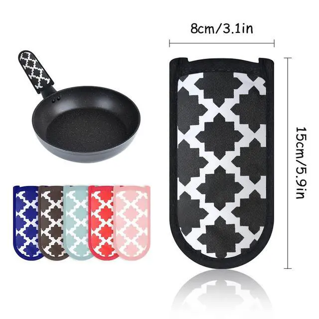 Alt view image 2 of 7 - 3 Pieces Hot Pot Handle Holder Cover for Kitchen Heat Resistant Hot Handle Sleeve Holder Cast Iron Pan Skillet Handle Cover Potholders for Cooking and Baking (1.Classic Style)