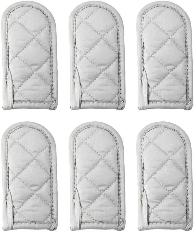 Main image of Silicone Coated Fabric Pan Handle Sleeve Holder, Silver, Set of 6