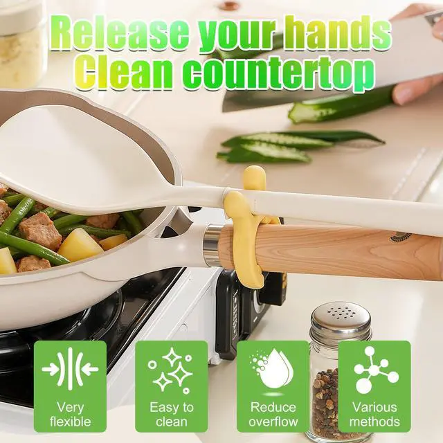 Alt view image 2 of 7 - 3Pcs Multifunction Silicone Pot Handle Spatula Rack,Kitchen Pot Lid and Spoon Holder,Non-Slip Spoon Holder Stove Organizer,Steam Releaser,Utensil Anti Scalding Pot Clip for Cooking Accessories