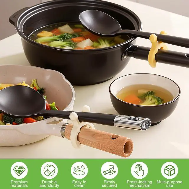 Alt view image 3 of 7 - 3Pcs Multifunction Silicone Pot Handle Spatula Rack,Kitchen Pot Lid and Spoon Holder,Non-Slip Spoon Holder Stove Organizer,Steam Releaser,Utensil Anti Scalding Pot Clip for Cooking Accessories