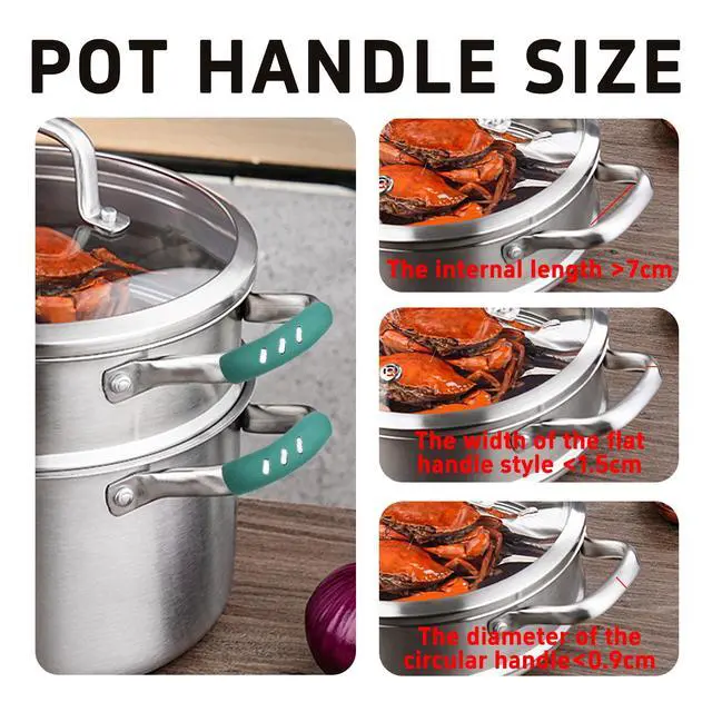 Alt view image 4 of 7 - Pairs 3x0.8 Silicone Pan Handle Grips, Heat-Proof Pot Holder Sleeves, Anti-Scald Kitchen Covers, Non-Slip Cookware Protectors for Wok Frying Pans Griddles(Light Green)