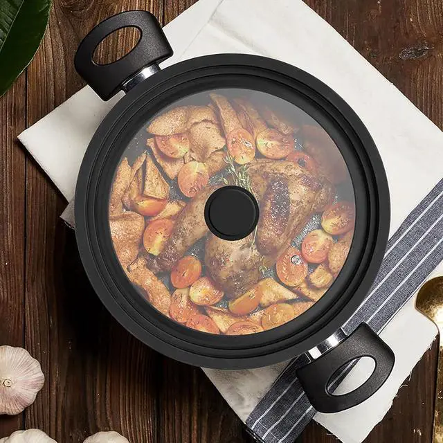 Alt view image 6 of 7 - Universal Pan Lid, Silicone Glass Cover for 10, 11, 12 Inch Pots & Skillets