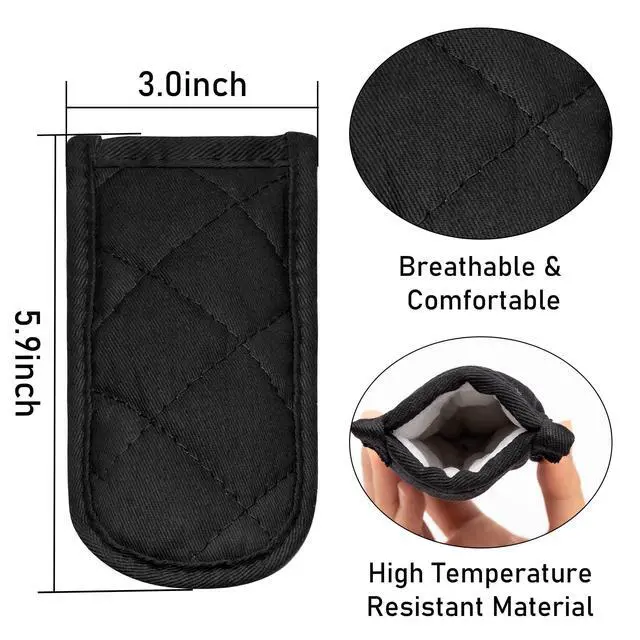 Alt view image 2 of 7 - 6Pcs Hot Handle Covers Black Heat Resistant Pot Sleeve Grip Cotton Cast Iron Skillet Handle Holder Non-Slip Machine Washable Sleeves Mitts for Kitchen Baking Cooking BBQ Cookwares