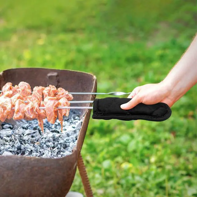 Alt view image 6 of 7 - 6Pcs Hot Handle Covers Black Heat Resistant Pot Sleeve Grip Cotton Cast Iron Skillet Handle Holder Non-Slip Machine Washable Sleeves Mitts for Kitchen Baking Cooking BBQ Cookwares