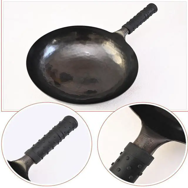 Alt view image 3 of 6 - Pack Wok Pan Handle Cover Grip ID 30mm Cylinder Silicone Heat Resistant Hot Handle Holder Sleeve for Chinese Hand Hammered Iron Woks Stir Fry Pans Carbon Steel Pow Round Bottom Pot