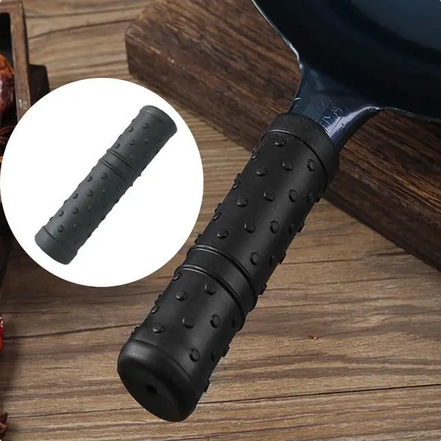 Alt view image 5 of 6 - Pack Wok Pan Handle Cover Grip ID 30mm Cylinder Silicone Heat Resistant Hot Handle Holder Sleeve for Chinese Hand Hammered Iron Woks Stir Fry Pans Carbon Steel Pow Round Bottom Pot