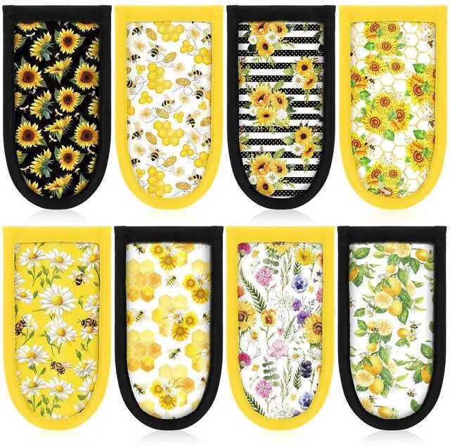 Main image of Pieces Cast Iron Skillet Handle Covers Heat Resistant Pan Handle Holder Sleeve Non Slip Skillet Pot Holders Mitt Protector for Spring Party Decor Gifts Kitchen Cooking BBQ Baking