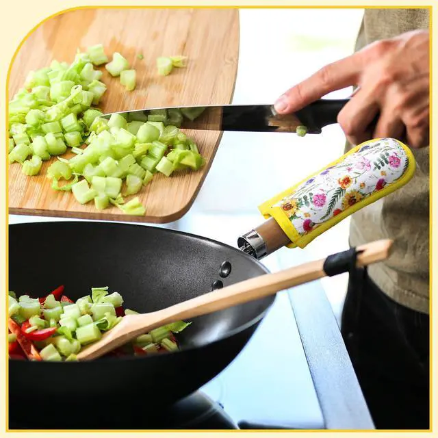 Alt view image 2 of 7 - Pieces Cast Iron Skillet Handle Covers Heat Resistant Pan Handle Holder Sleeve Non Slip Skillet Pot Holders Mitt Protector for Spring Party Decor Gifts Kitchen Cooking BBQ Baking