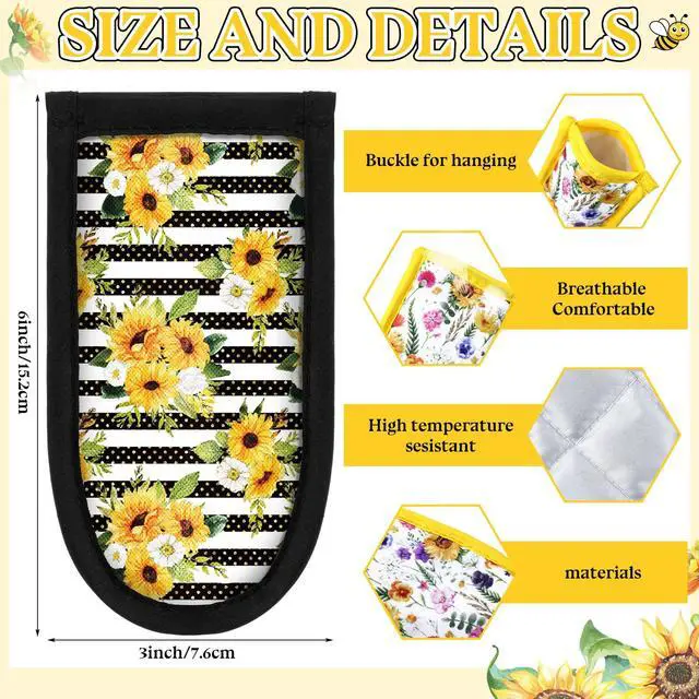 Alt view image 4 of 7 - Pieces Cast Iron Skillet Handle Covers Heat Resistant Pan Handle Holder Sleeve Non Slip Skillet Pot Holders Mitt Protector for Spring Party Decor Gifts Kitchen Cooking BBQ Baking