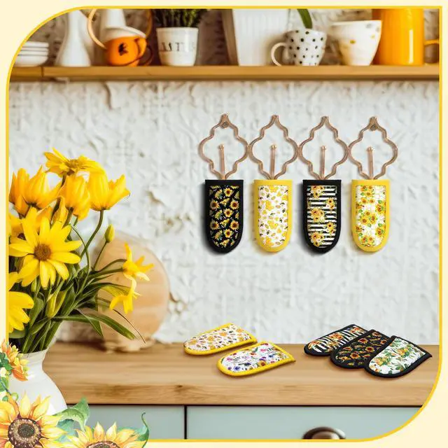 Alt view image 3 of 7 - Pieces Cast Iron Skillet Handle Covers Heat Resistant Pan Handle Holder Sleeve Non Slip Skillet Pot Holders Mitt Protector for Spring Party Decor Gifts Kitchen Cooking BBQ Baking