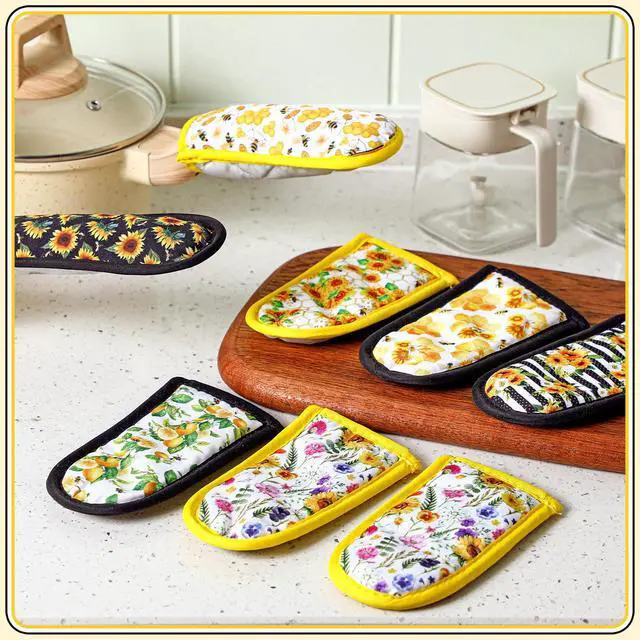 Alt view image 7 of 7 - Pieces Cast Iron Skillet Handle Covers Heat Resistant Pan Handle Holder Sleeve Non Slip Skillet Pot Holders Mitt Protector for Spring Party Decor Gifts Kitchen Cooking BBQ Baking