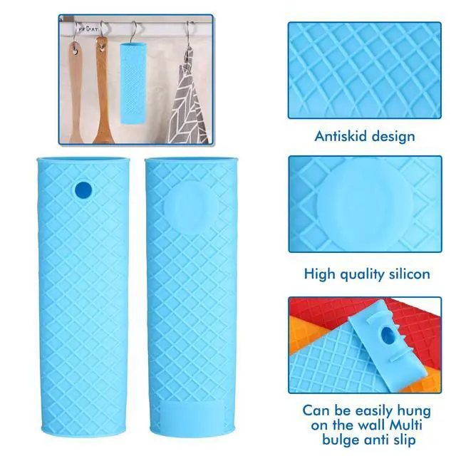 Alt view image 4 of 7 - 5 Pieces Silicone Hot Handle Holder Rubber Pot Sleeve Heat Resistant Kitchen Potholders for Cast Iron Pans, Metal Frying Pans, Skillets, Griddles, 5 Colors