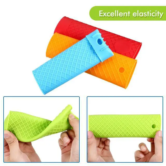 Alt view image 5 of 7 - 5 Pieces Silicone Hot Handle Holder Rubber Pot Sleeve Heat Resistant Kitchen Potholders for Cast Iron Pans, Metal Frying Pans, Skillets, Griddles, 5 Colors