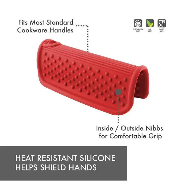 Alt view image 5 of 6 - Silicone Pot Handle Holder, Heat Resistant Non Slip Grip for Hot Cookware Handles, Dishwasher Safe Kitchen Accessory, Red