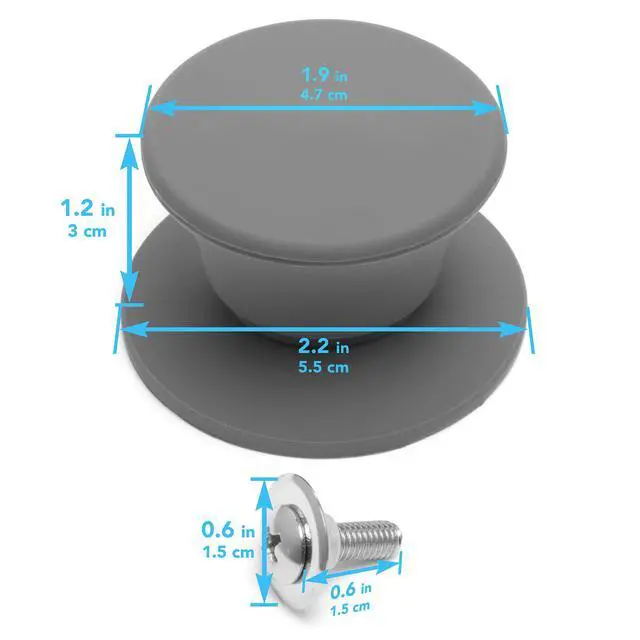 Alt view image 6 of 6 - Universal Pot Pan Lid Handle Replacement, Pack of two- Silicone Heat Resistant and Non-Slip Lid Handles for Pots Pans (Pack of Two-Grey)