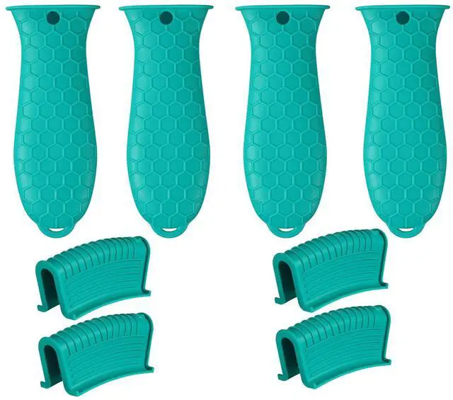 Main image of 8 Pcs Non-Slip Silicone Hot Handle Holder & Assist Grips, Potholder for Cast Iron Skillets, Heat Resistant Handle Cover Sleeve for Frying Pans, Casserole, Cookware Handles, Lake Blue