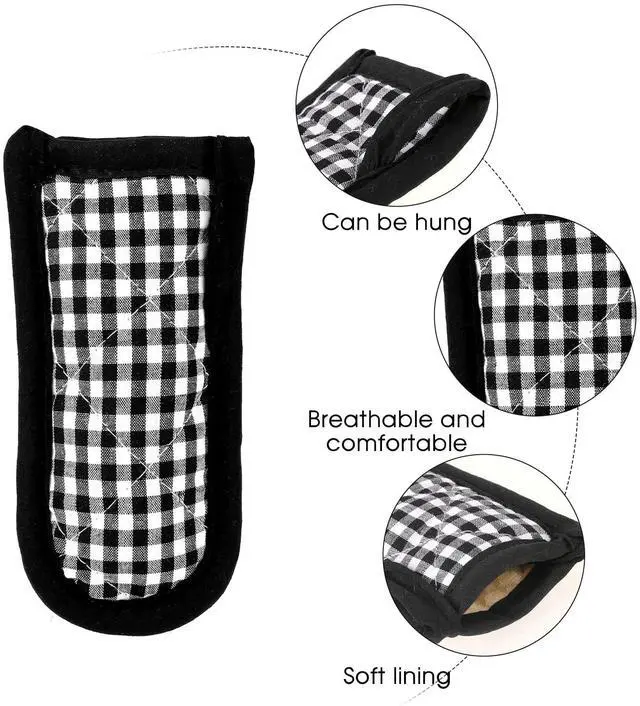 Alt view image 3 of 7 - 2PCS Hot Handle Covers Cast Iron Skillet Handle Covers Heat Resistant Hot Handle Holders Non-Slip Machine Washable Handle Mitts for Kitchen Baking Cooking BBQ Cookwares, Plaid