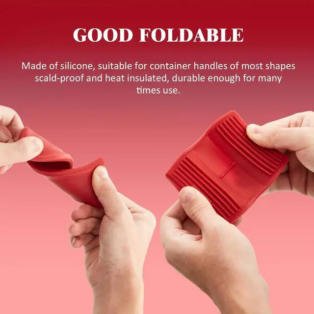 Alt view image 6 of 7 - Pcs Silicone Assist Hot Pan Handle Holder Hot Skillet Handle Covers Nonslip Heat Resistant Pot Grip Sleeves for Cast Iron Skillets Frying Pans Griddles Cookware(Red and Black)
